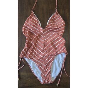 NWOT Bar III M Swimsuit 1pc Brown Polka Dot Low-Back 130833